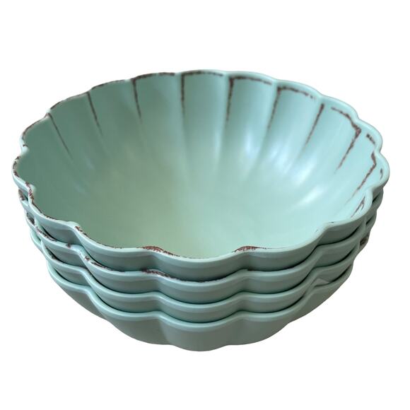 4pc SOHO LOFT Summer Matte Green Melamine 7.5" Salad Bowls Indoor Outdoor  NEW - Picture 5 of 7